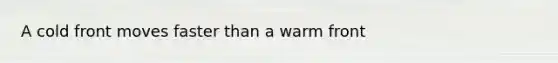 A cold front moves faster than a warm front