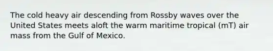 The cold heavy air descending from Rossby waves over the United States meets aloft the warm maritime tropical (mT) air mass from the Gulf of Mexico.