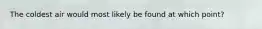 The coldest air would most likely be found at which point?