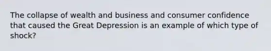 The collapse of wealth and business and consumer confidence that caused the Great Depression is an example of which type of shock?