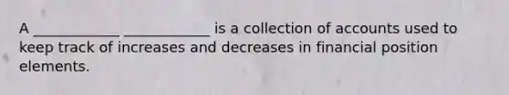 A ____________ ____________ is a collection of accounts used to keep track of increases and decreases in financial position elements.