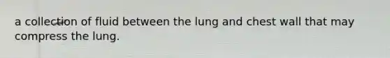 a collection of fluid between the lung and chest wall that may compress the lung.