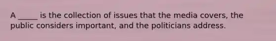 A _____ is the collection of issues that the media covers, the public considers important, and the politicians address.