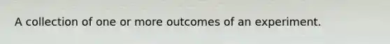 A collection of one or more outcomes of an experiment.