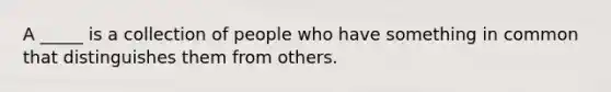 A _____ is a collection of people who have something in common that distinguishes them from others.