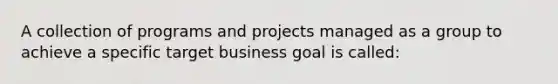 A collection of programs and projects managed as a group to achieve a specific target business goal is called: