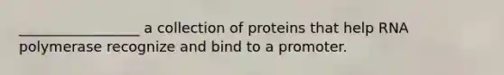 _________________ a collection of proteins that help RNA polymerase recognize and bind to a promoter.