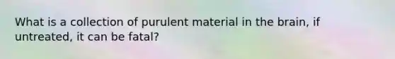 What is a collection of purulent material in the brain, if untreated, it can be fatal?