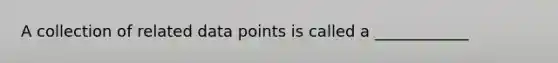 A collection of related data points is called a ____________