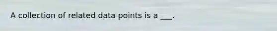 A collection of related data points is a ___.