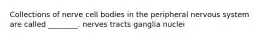 Collections of nerve cell bodies in the peripheral nervous system are called ________. nerves tracts ganglia nuclei