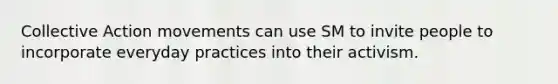 Collective Action movements can use SM to invite people to incorporate everyday practices into their activism.