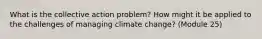 What is the collective action problem? How might it be applied to the challenges of managing climate change? (Module 25)