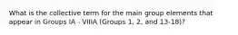 What is the collective term for the main group elements that appear in Groups IA - VIIIA (Groups 1, 2, and 13-18)?