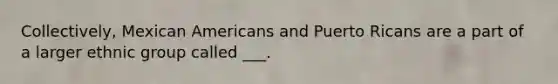 Collectively, Mexican Americans and Puerto Ricans are a part of a larger ethnic group called ___.