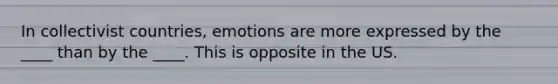 In collectivist countries, emotions are more expressed by the ____ than by the ____. This is opposite in the US.