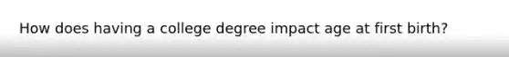 How does having a college degree impact age at first birth?