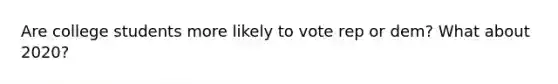 Are college students more likely to vote rep or dem? What about 2020?