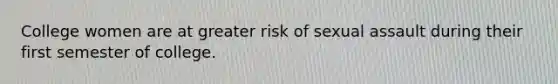 College women are at greater risk of sexual assault during their first semester of college.