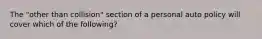 The "other than collision" section of a personal auto policy will cover which of the following?