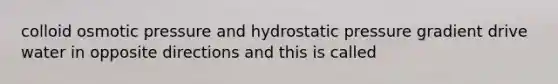 colloid osmotic pressure and hydrostatic pressure gradient drive water in opposite directions and this is called