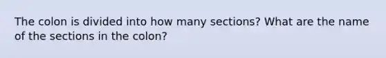 The colon is divided into how many sections? What are the name of the sections in the colon?