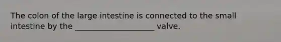 The colon of the large intestine is connected to the small intestine by the ____________________ valve.