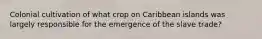 Colonial cultivation of what crop on Caribbean islands was largely responsible for the emergence of the slave trade?