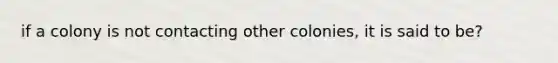 if a colony is not contacting other colonies, it is said to be?