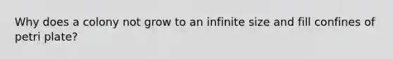 Why does a colony not grow to an infinite size and fill confines of petri plate?