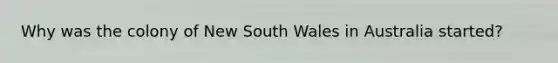 Why was the colony of New South Wales in Australia started?