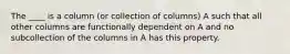 The ____ is a column (or collection of columns) A such that all other columns are functionally dependent on A and no subcollection of the columns in A has this property.