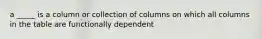 a _____ is a column or collection of columns on which all columns in the table are functionally dependent