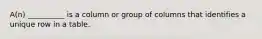 A(n) __________ is a column or group of columns that identifies a unique row in a table.