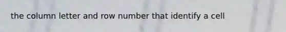 the column letter and row number that identify a cell