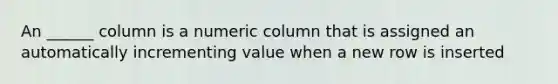 An ______ column is a numeric column that is assigned an automatically incrementing value when a new row is inserted