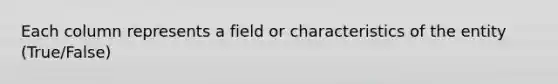 Each column represents a field or characteristics of the entity (True/False)