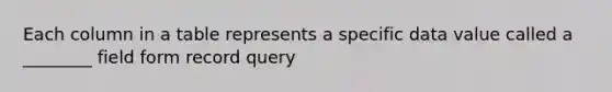 Each column in a table represents a specific data value called a ________ field form record query