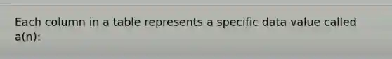 Each column in a table represents a specific data value called a(n):