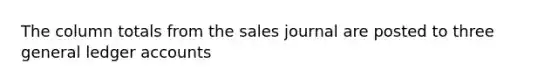 The column totals from the sales journal are posted to three general ledger accounts