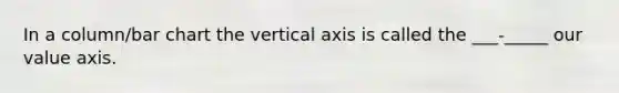 In a column/bar chart the vertical axis is called the ___-_____ our value axis.