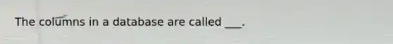 The columns in a database are called ___.