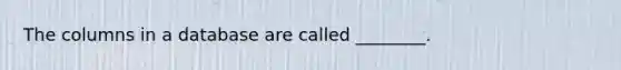 The columns in a database are called ________.