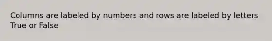 Columns are labeled by numbers and rows are labeled by letters True or False