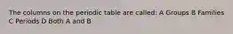 The columns on the periodic table are called: A Groups B Families C Periods D Both A and B