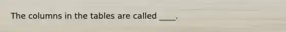 The columns in the tables are called ____.
