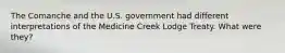 The Comanche and the U.S. government had different interpretations of the Medicine Creek Lodge Treaty. What were they?