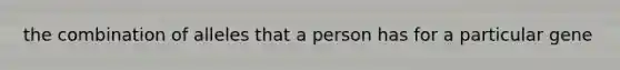 the combination of alleles that a person has for a particular gene