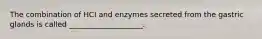 The combination of HCI and enzymes secreted from the gastric glands is called ____________________.