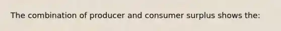 ​The combination of producer and consumer surplus shows the: